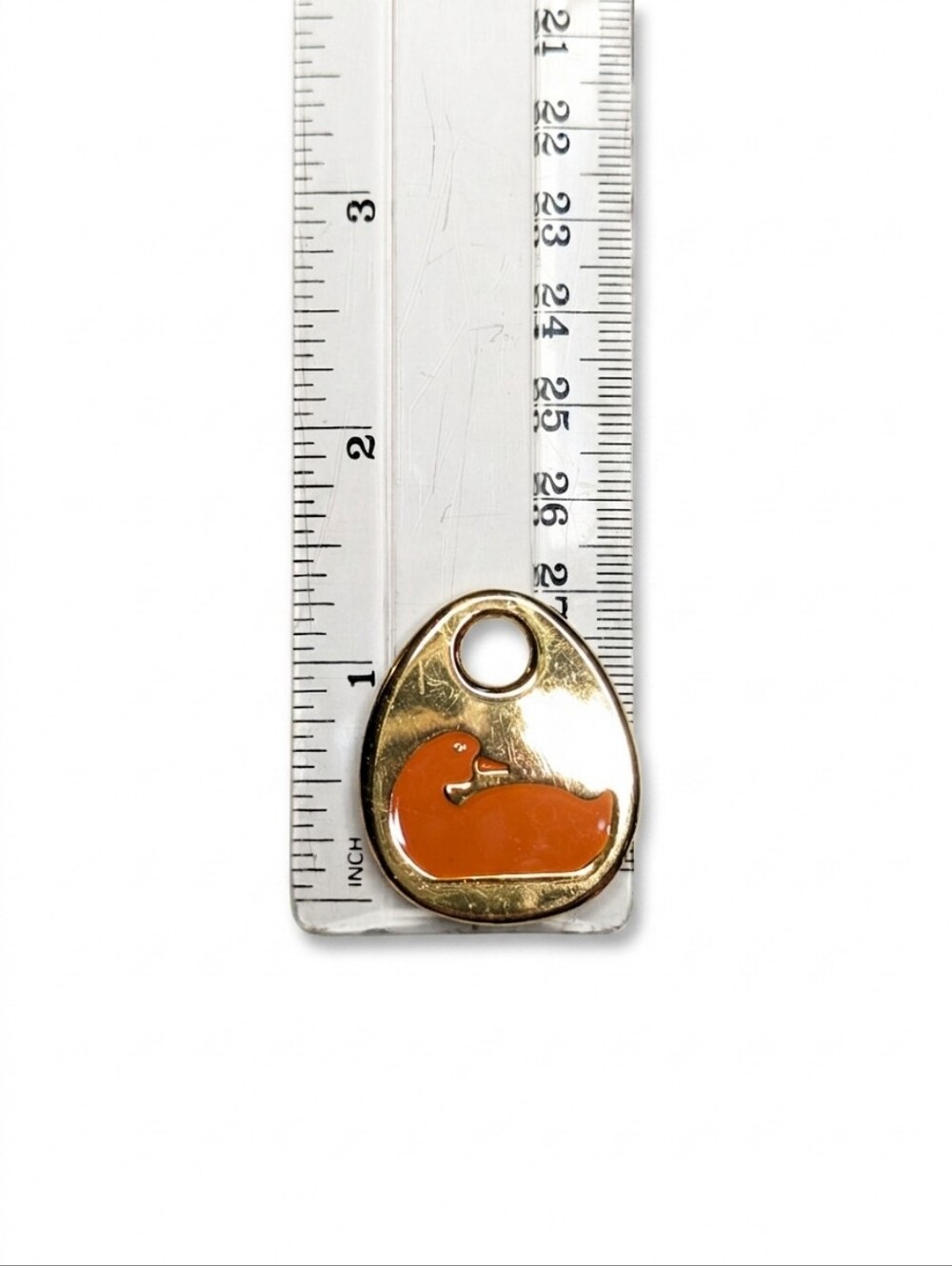Dooney & Bourke Authentic Vintage Goldtone & Orange Enamel Duck Charm / Pendant - Picture 3 of 3